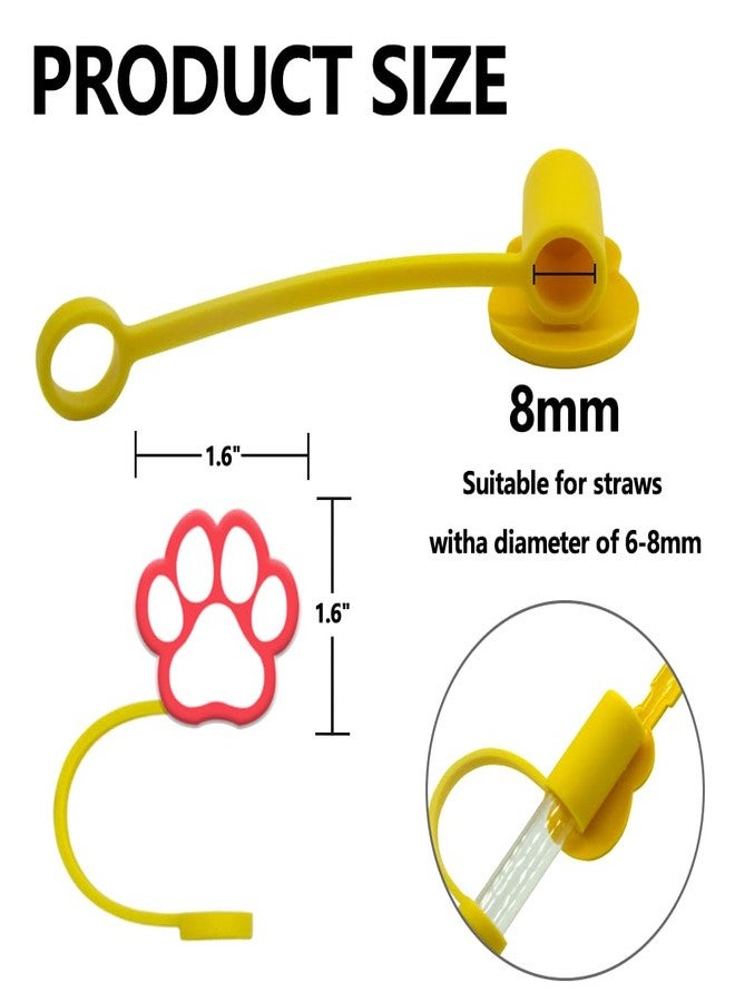 Meaxur 16pcs Dog Themed Reusable Food Grade Silicone Straw Sleeve Caps, Suitable for Party Favor Bags,Birthday Party, Friends Gathering Dog Party Favor,Dustproof Soft Straw Covers for 7-8mm Straws - Image 5